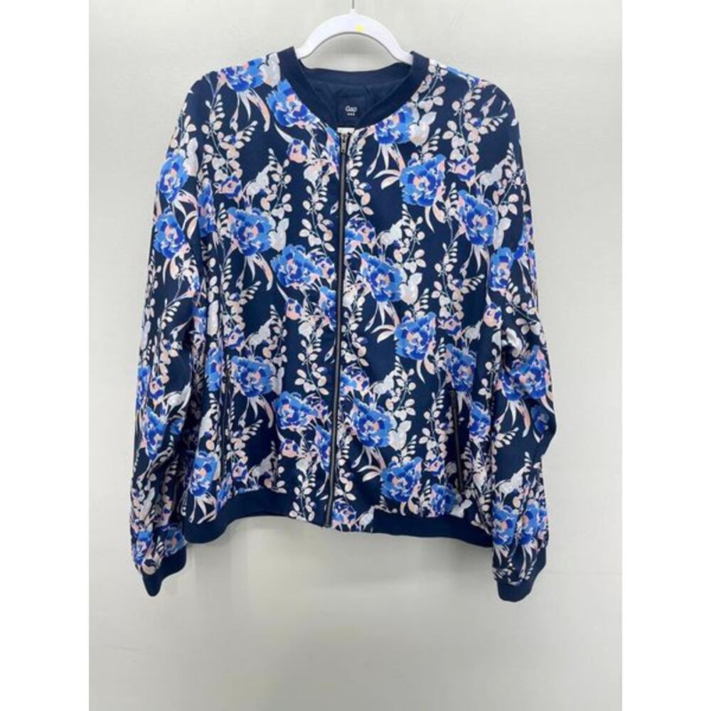 Gap Navy Floral Zip Bomber Jacket